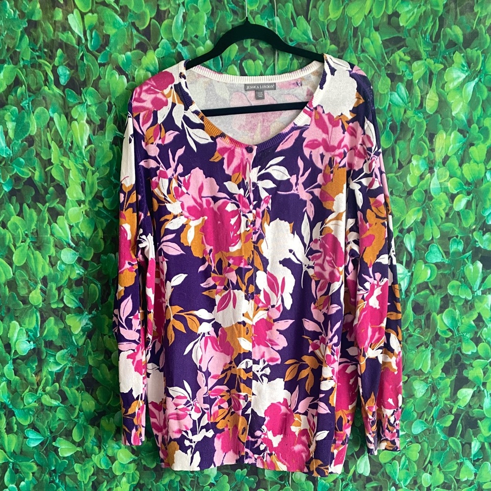 Jessica London - Floral Multicolor Cardigan(curvy size)